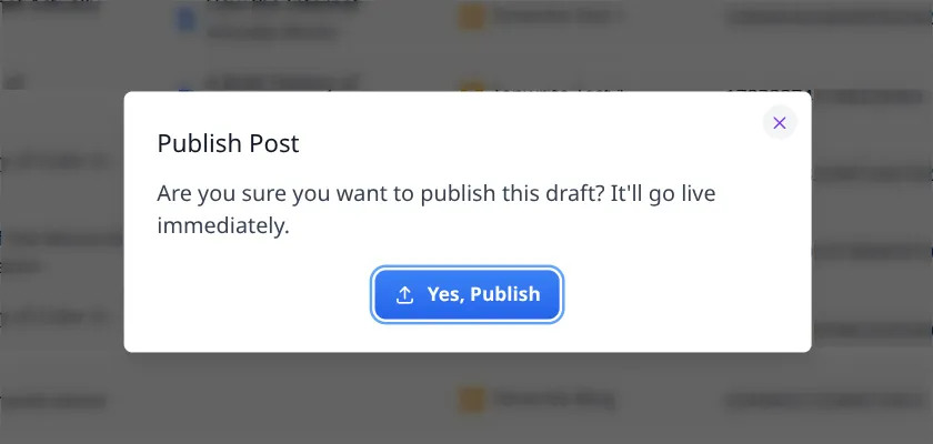 Publish Post confirmation dialog