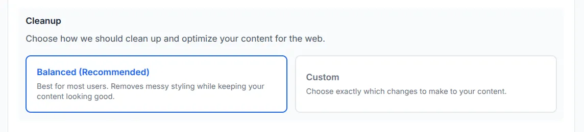 Export form showing Step 4 Content Optimization contd.