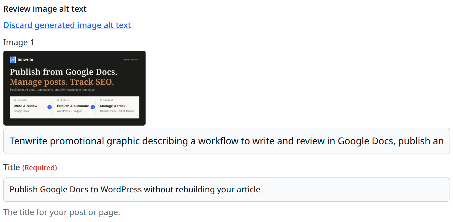 Real generated alt text for a Tenwrite workflow graphic, with the original article title kept unchanged