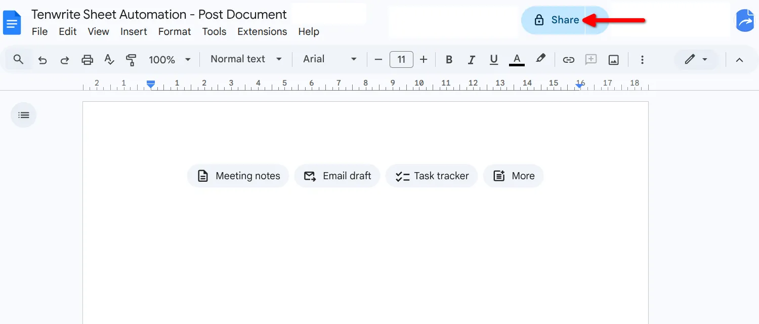 Share button in Google Docs
