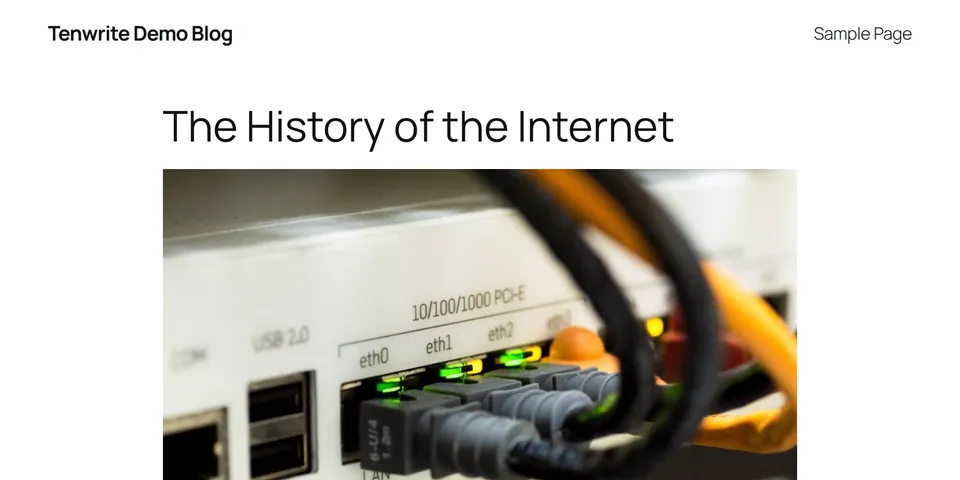 The same article published on a WordPress site with the title, featured image, and metadata applied automatically