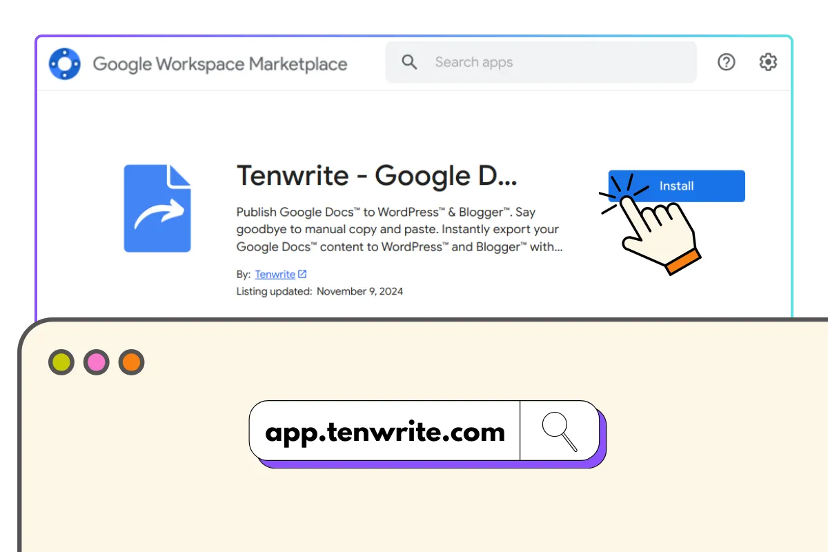 Install the tenwrite add-on from Google Workspace Marketplace.