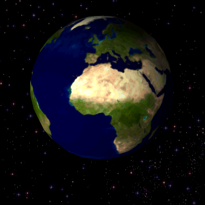 Animated rotating Earth illustrating content reaching a global audience